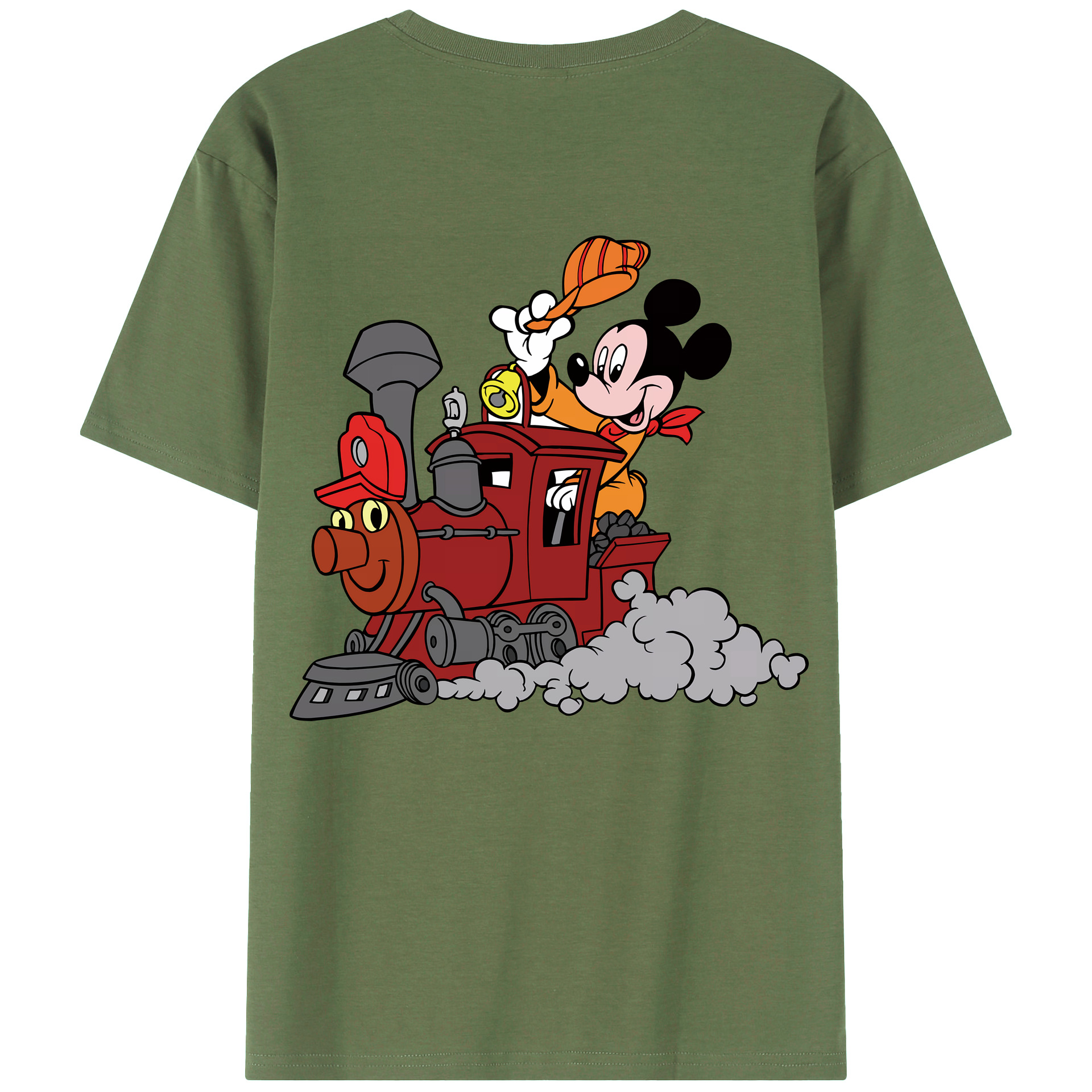 （画像用） ミッキーマウス Mickey Mouse 綿100％ メンズ半袖Tシャツ（バックプリント） 通気性